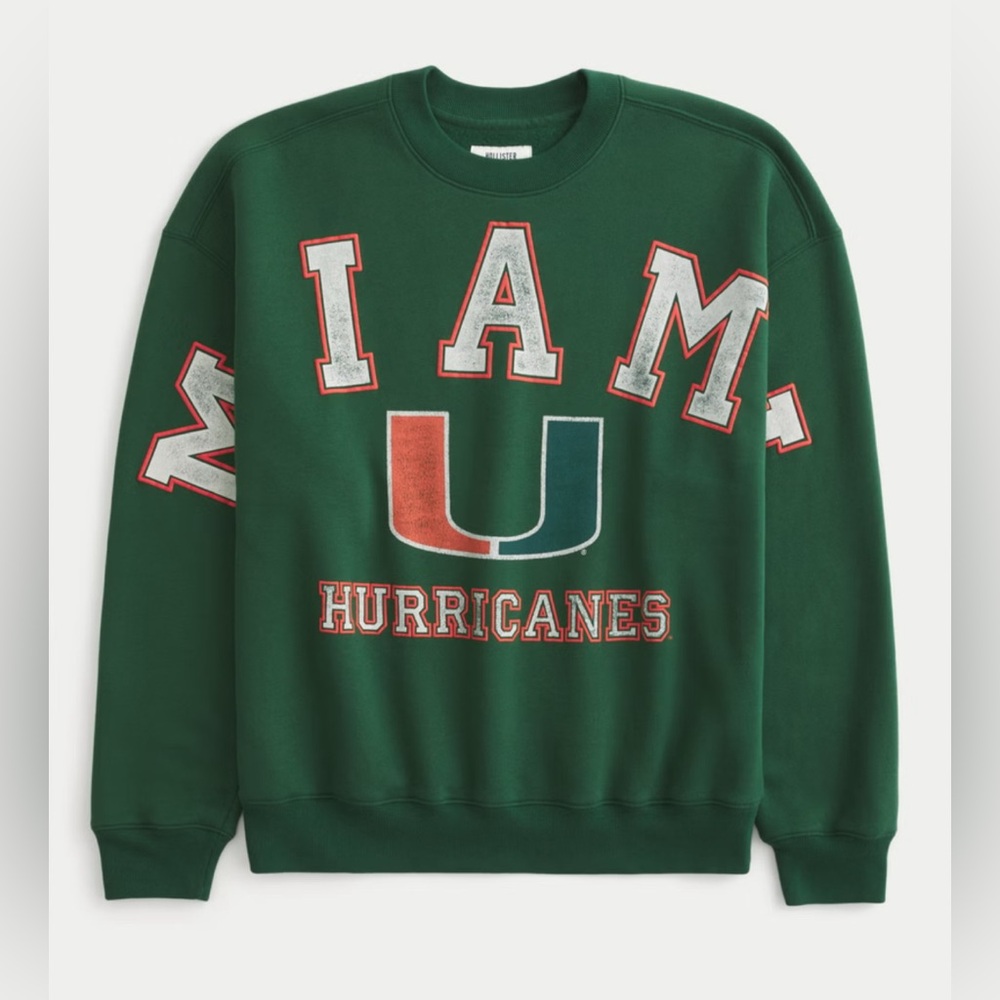 UNISEX Green Miami Hurricanes College Spellout Sweatshirt